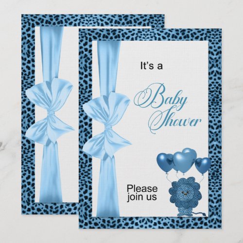 Baby Shower Invitation Blue Cheetah Print