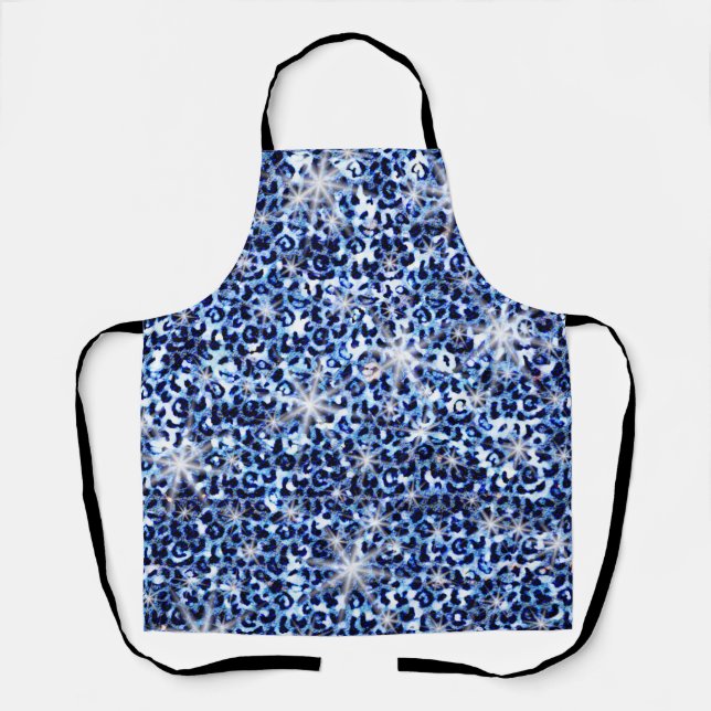 Blue Cheetah Sparkles Apron (Front)