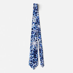 Blue Cheetah Sparkles Neck Tie