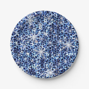 Blue Cheetah Sparkles Paper Plates