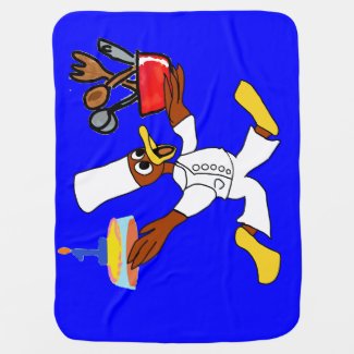 Blue Chef Ducky Kazoo Birthday Baby Blanket