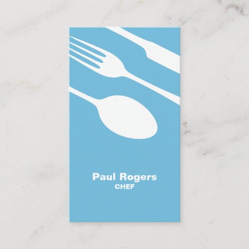 Blue chef or catering cutlery business card