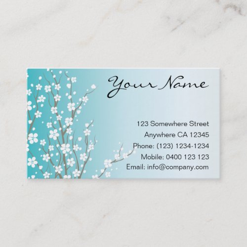 Blue Cherry Blossom Business Card