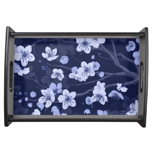 Blue Cherry Blossom Serving Tray