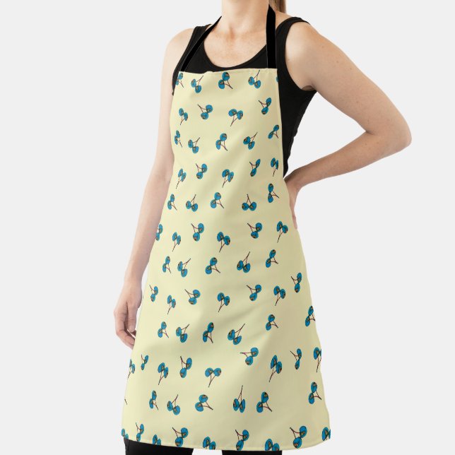 Blue Cherry Pattern Apron (Insitu)