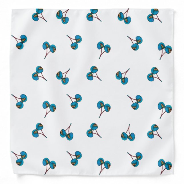 Blue Cherry Pattern Bandana (Front)