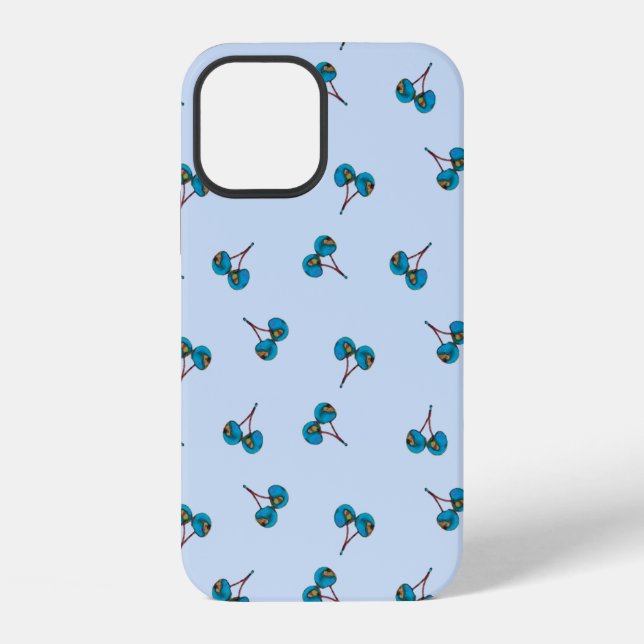 Blue Cherry Pattern Case-Mate iPhone Case (Back)