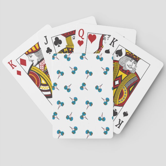 Blue Cherry Pattern Poker Cards (Back)