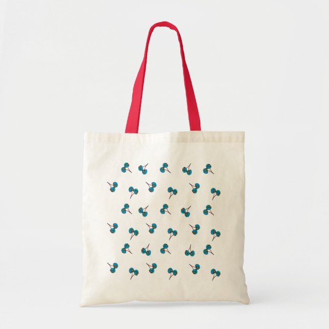 blue cherry pattern tote bag (Front)