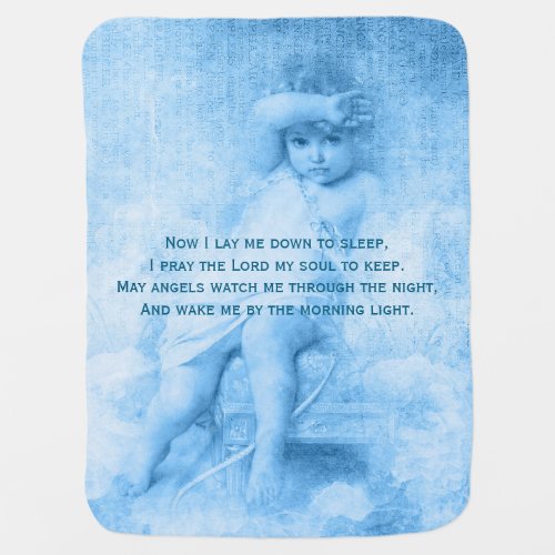 Blue Cherub Baby Boy Bedtime Prayer Baby Blanket