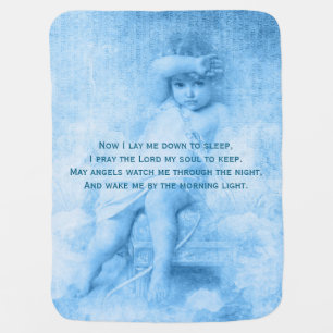 Blue Cherub Baby Boy Bedtime Prayer Blanket