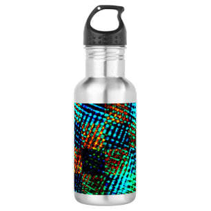 Blue chess, greenish scratch, red fake dirty stain stainless steel water bottle