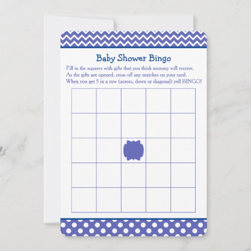 Blue Chevron and Polka Dot Baby Shower Bingo Invitation