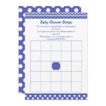 Blue Chevron and Polka Dot Baby Shower Bingo Invitation