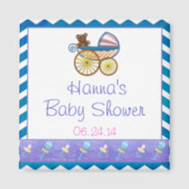 Blue Chevron Baby Pram Baby Shower Favor Magnet