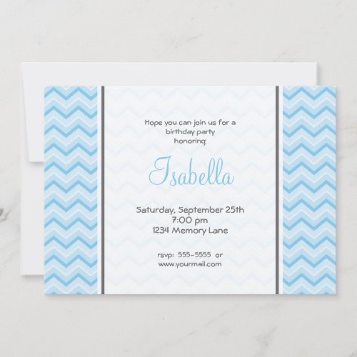Blue Chevron Birthday Invitation