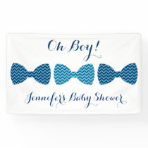 Blue Chevron Bow Tie Baby Shower Banner