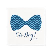 Blue Chevron Bow Tie Baby Shower Paper Napkins
