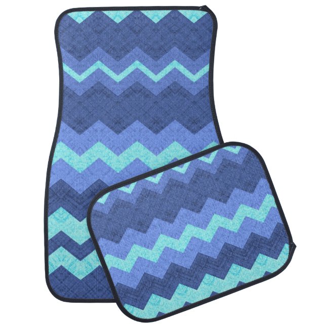 blue chevron car mats (Set)