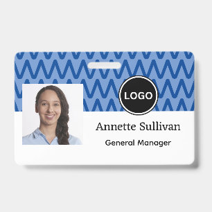Blue Chevron   Company Logo & Bar code   Employee Badge