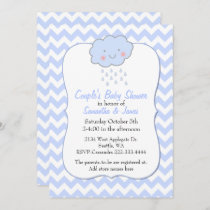 Blue Chevron Couple's Baby Shower Invitation