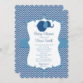 Blue Chevron Elephant Baby Shower Invitation (Front/Back)