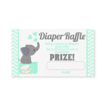 Blue Chevron Elephant Diaper Raffle Tickets #330 Enclosure Card