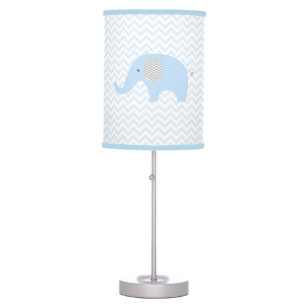 Blue Chevron Elephant Nursery Lamp