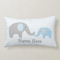 Blue Chevron Elephant Nursery Lumbar Pillow