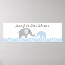 Blue Chevron Elephant Personalized Banner Sign