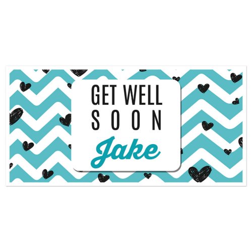 Blue Chevron Get Well Soon Personalized Banner 