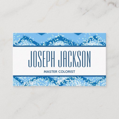 Blue Chevron Hair Master Colorist Business Card
