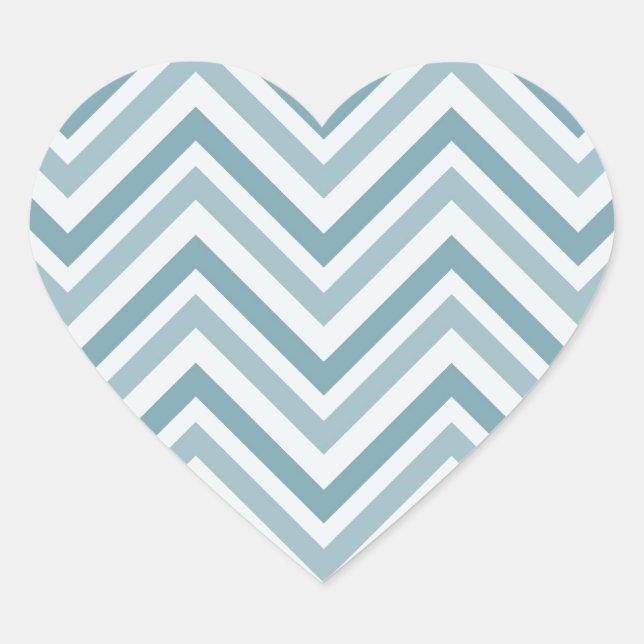 Blue Chevron Heart Sticker (Front)