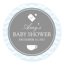 Blue Chevron High Tea Baby Shower Sticker