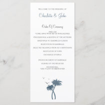 Blue chevron Palm Trees Beach Wedding programs
