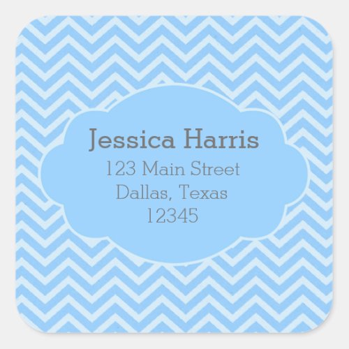 Blue Chevron Paper Address Label Sticker