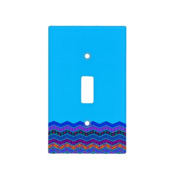 Blue Chevron Pattern Geometric Designs Color Light Switch Cover by SharonaCreations at Zazzle