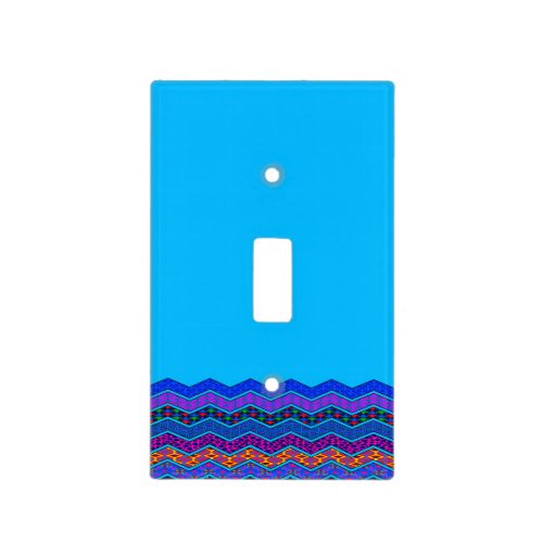 Blue Chevron Pattern Geometric Designs Color Light Switch Cover