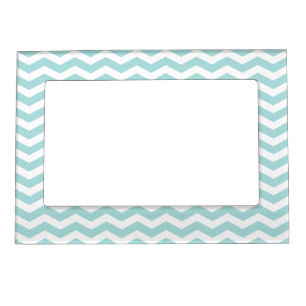 Blue Chevron Pattern Picture Frame Magnet