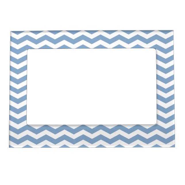 Blue Chevron Pattern Picture Frame Magnet (Front)