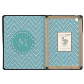 Blue Chevron Pattern | Teal Monogram iPad Mini Retina Covers (Front (Flat))