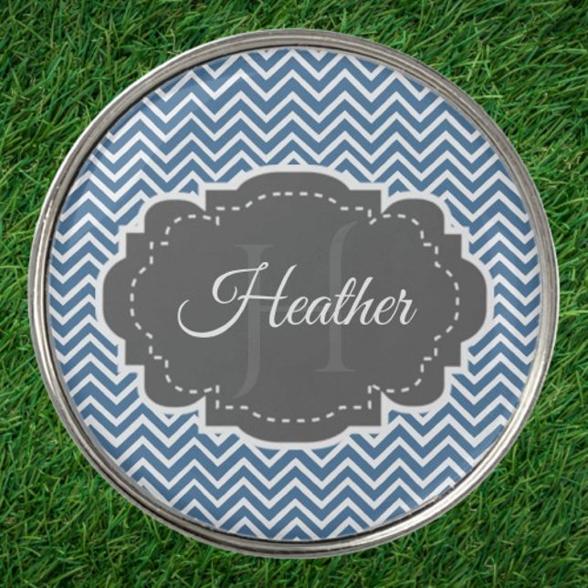 Blue Chevron Personalize Golf Ball Marker (Blue Chevron Personalized Golf Ball Marker)