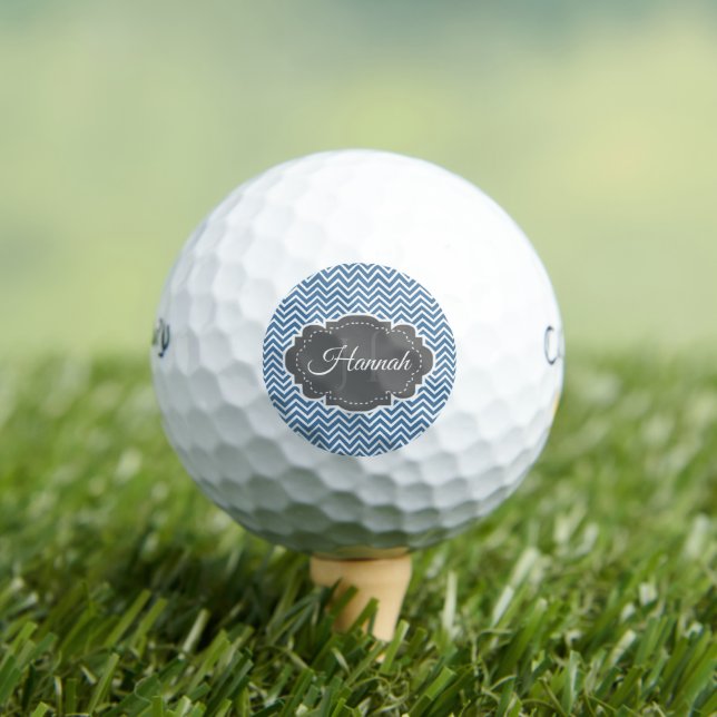 Blue Chevron Personalized Golf Balls (Insitu Tee)