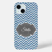 Blue Chevron Personalized iPhone Case