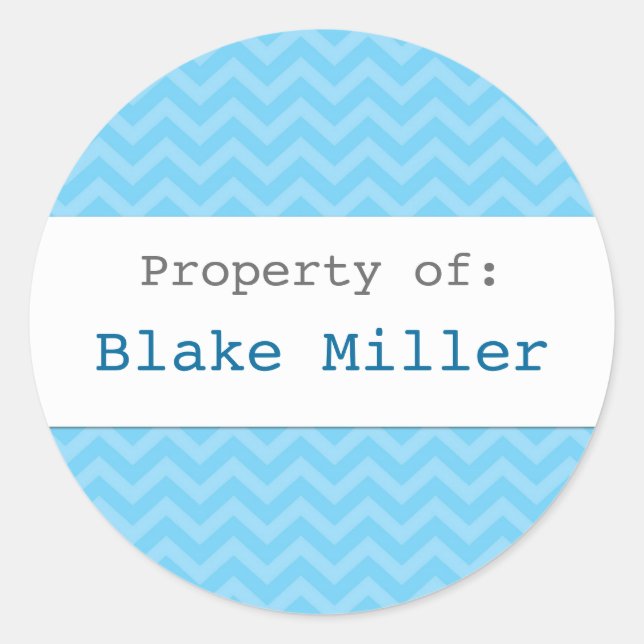 Blue chevron personalized sticker (Front)