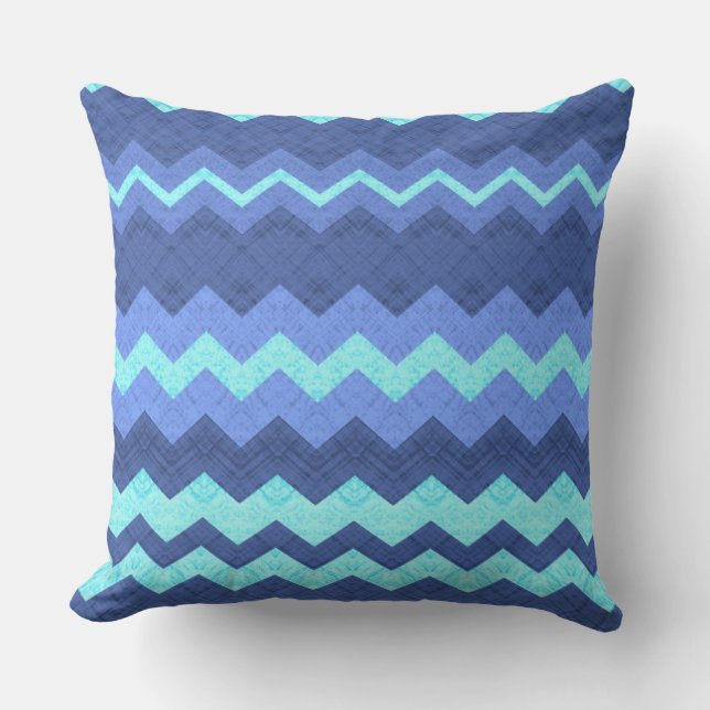 blue chevron pillow (Front)