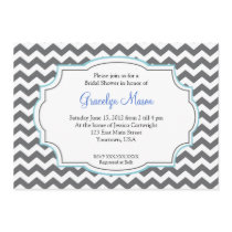Blue Chevron Shower Invitation