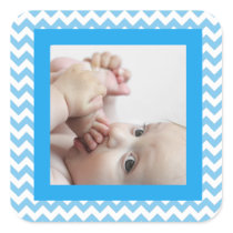 Blue Chevron Striped Baby Photo Sticker