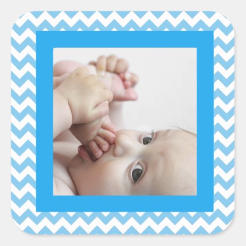 Blue Chevron Striped Baby Photo Sticker