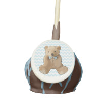 Blue Chevron Striped Teddy Bear Cake Pop